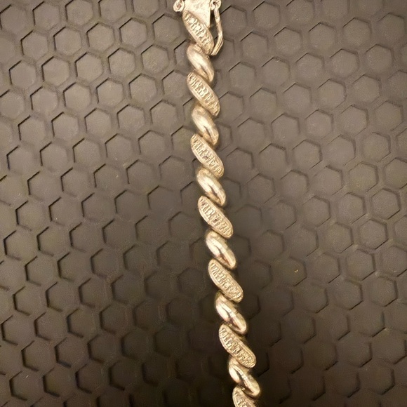 925 China sterling silver women’s bracelet Push/Slide Lock CZ Accents 8inch 16g - Picture 5 of 6